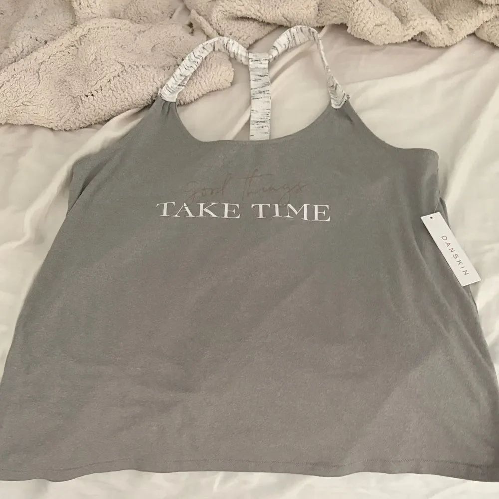 Danskin โgood things take timeโโGray Women's Tank Top NWT